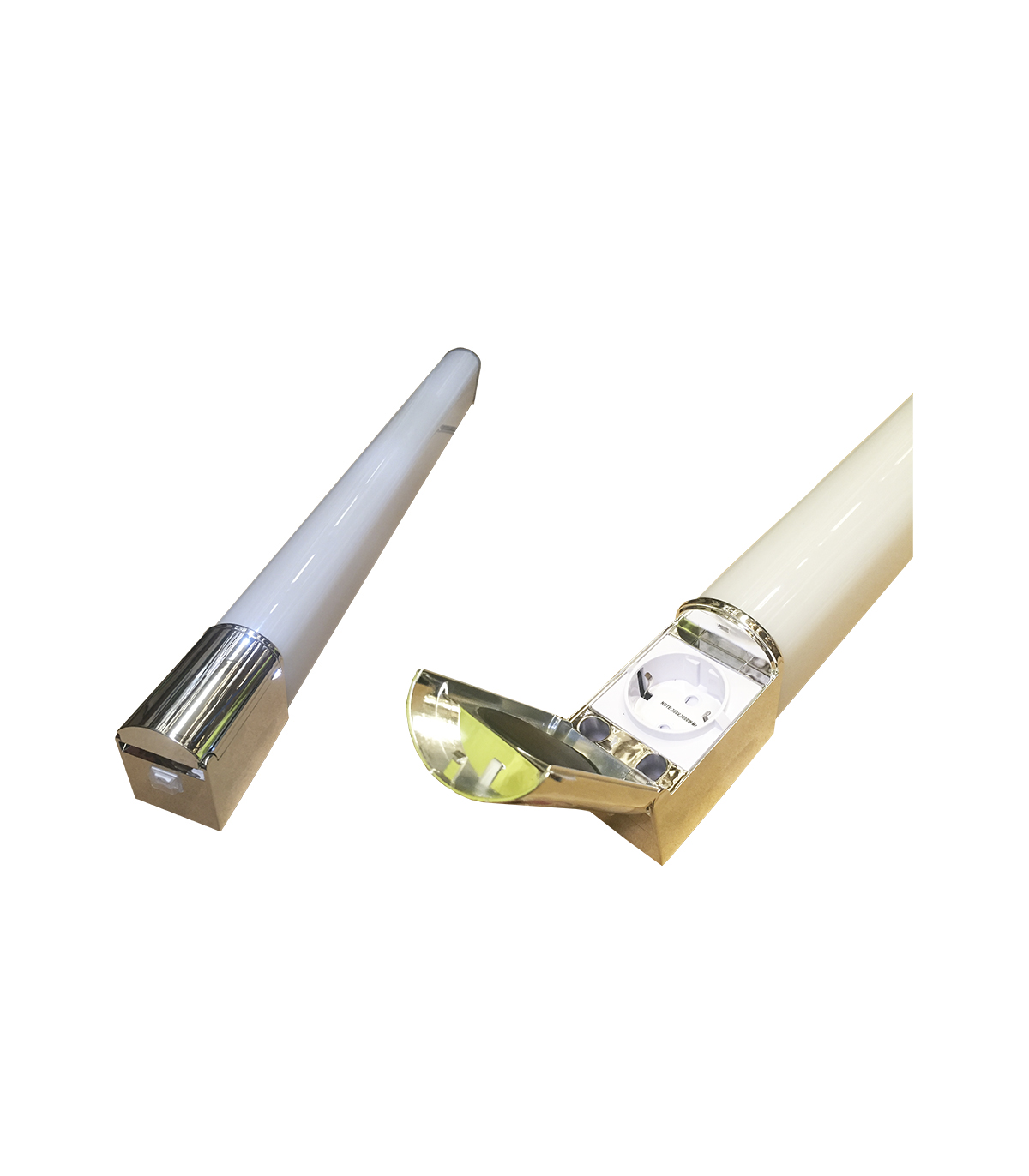 APLIQUE DE BAÑO CON TOMA DE CORRIENTE SCHUKO 15 W CROMO